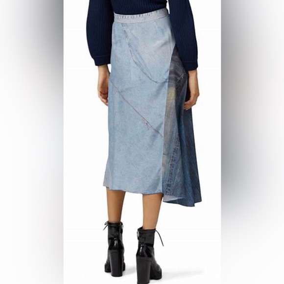 COLOVOS Blue Silk Printed Skirt - Picture 6 of 14